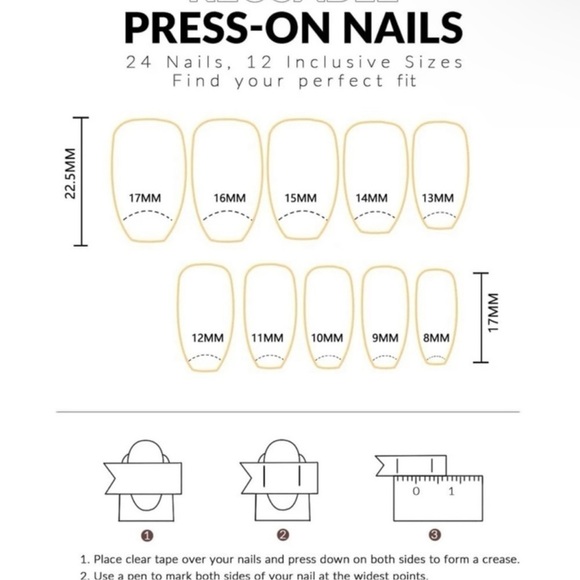 24 piece Fake Nails Coffin Shaped 3 pack - Picture 3 of 5